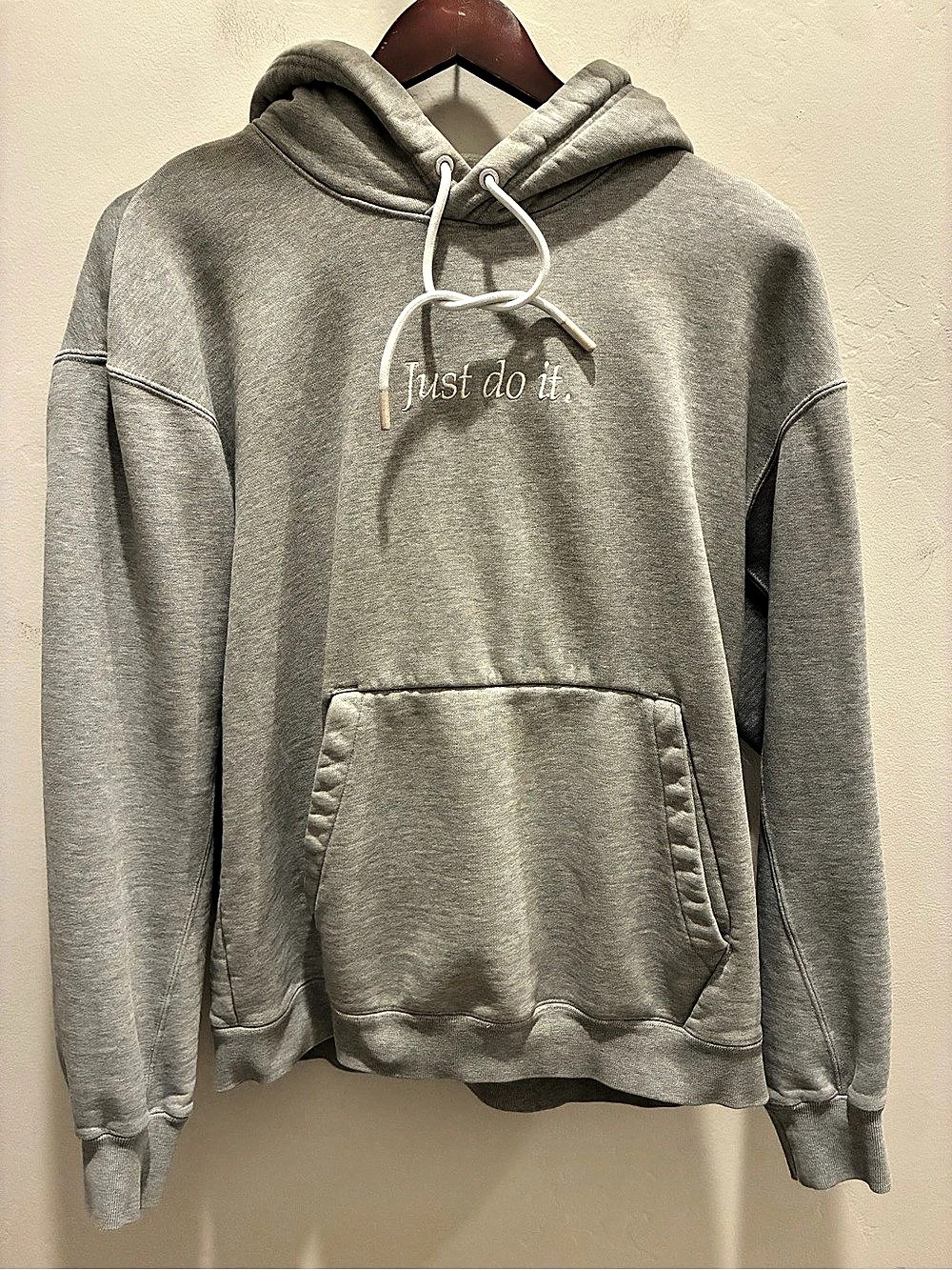 Nike Sportswear JDI Heavyweight Pullover Hoodie Gray Cursive Size Men’s Small